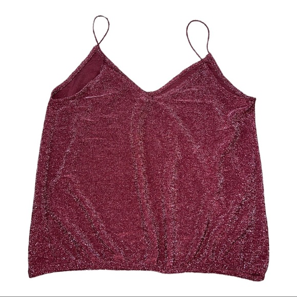 Express Women Burgundy Sparkling Top - Picture 2 of 4